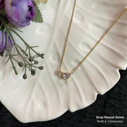Necklace | SN301 | Drop Round Stone