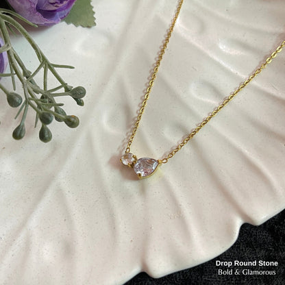 Necklace | SN301 | Drop Round Stone