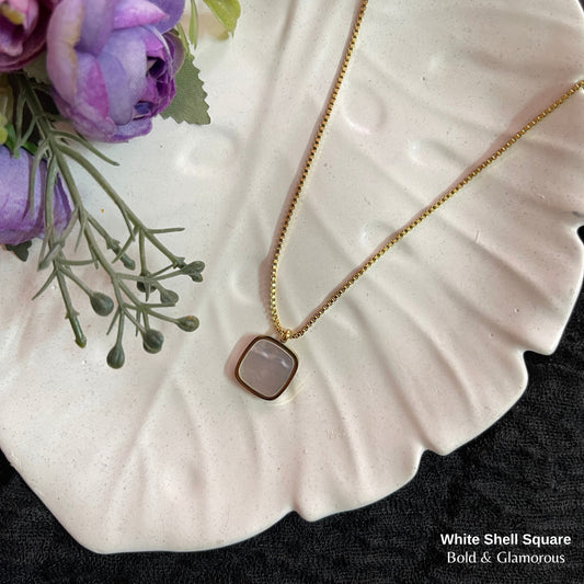 Necklace | SN303 | White Shell Square