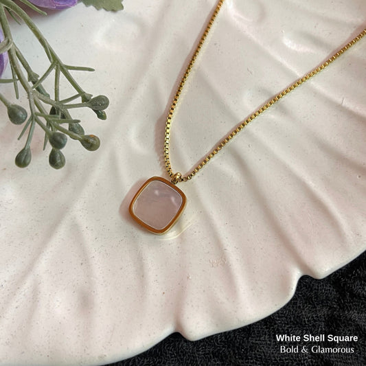 Necklace | SN303 | White Shell Square