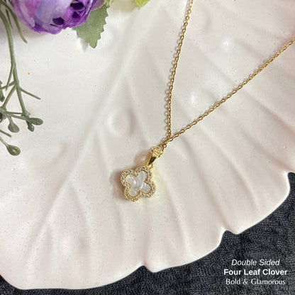 Necklace | SN304 | Double Sided Four Leaf Clover