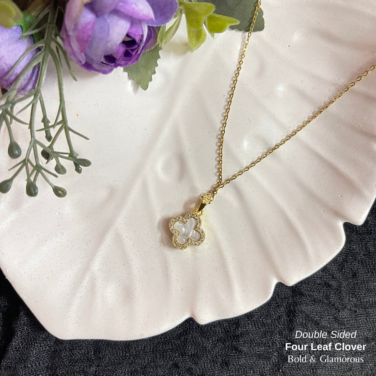 Necklace | SN304 | Double Sided Four Leaf Clover