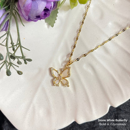 Necklace | SN306 | Stone White Butterfly