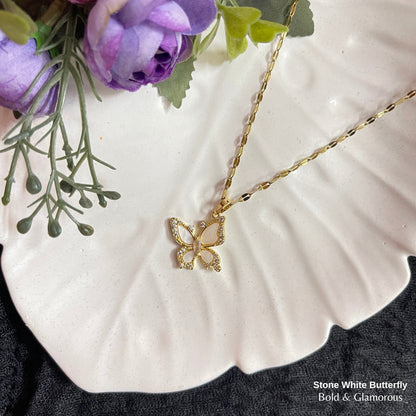 Necklace | SN306 | Stone White Butterfly