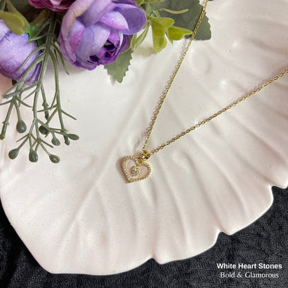Necklace | SN307 | White Heart Stones