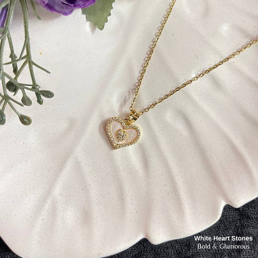 Necklace | SN307 | White Heart Stones