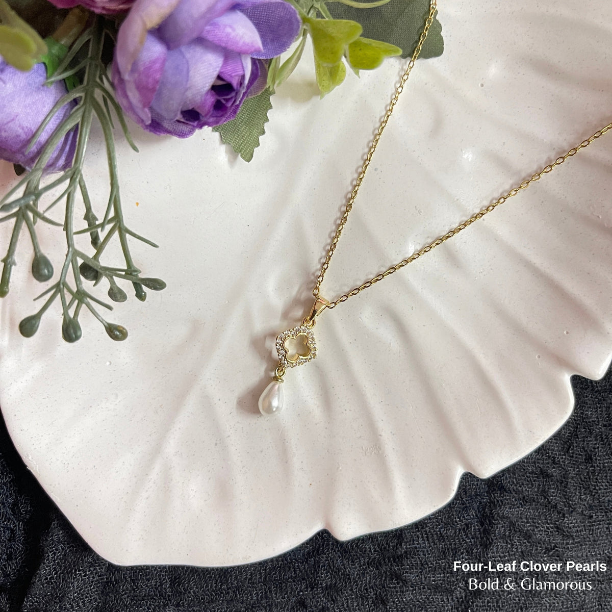 Necklace | SN310 | Four-Leaf Clover Pearls