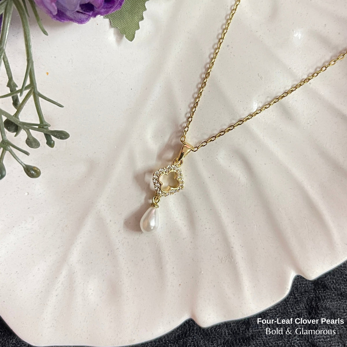 Necklace | SN310 | Four-Leaf Clover Pearls