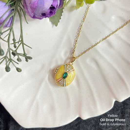 Necklace | SN314 | Oil Drop Photo | Yellow