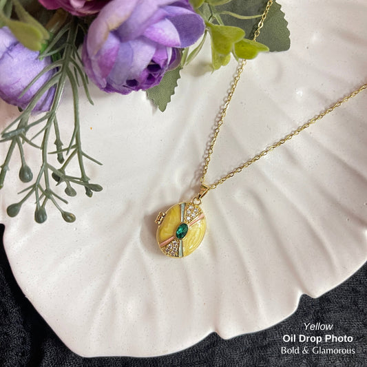 Necklace | SN314 | Oil Drop Photo | Yellow