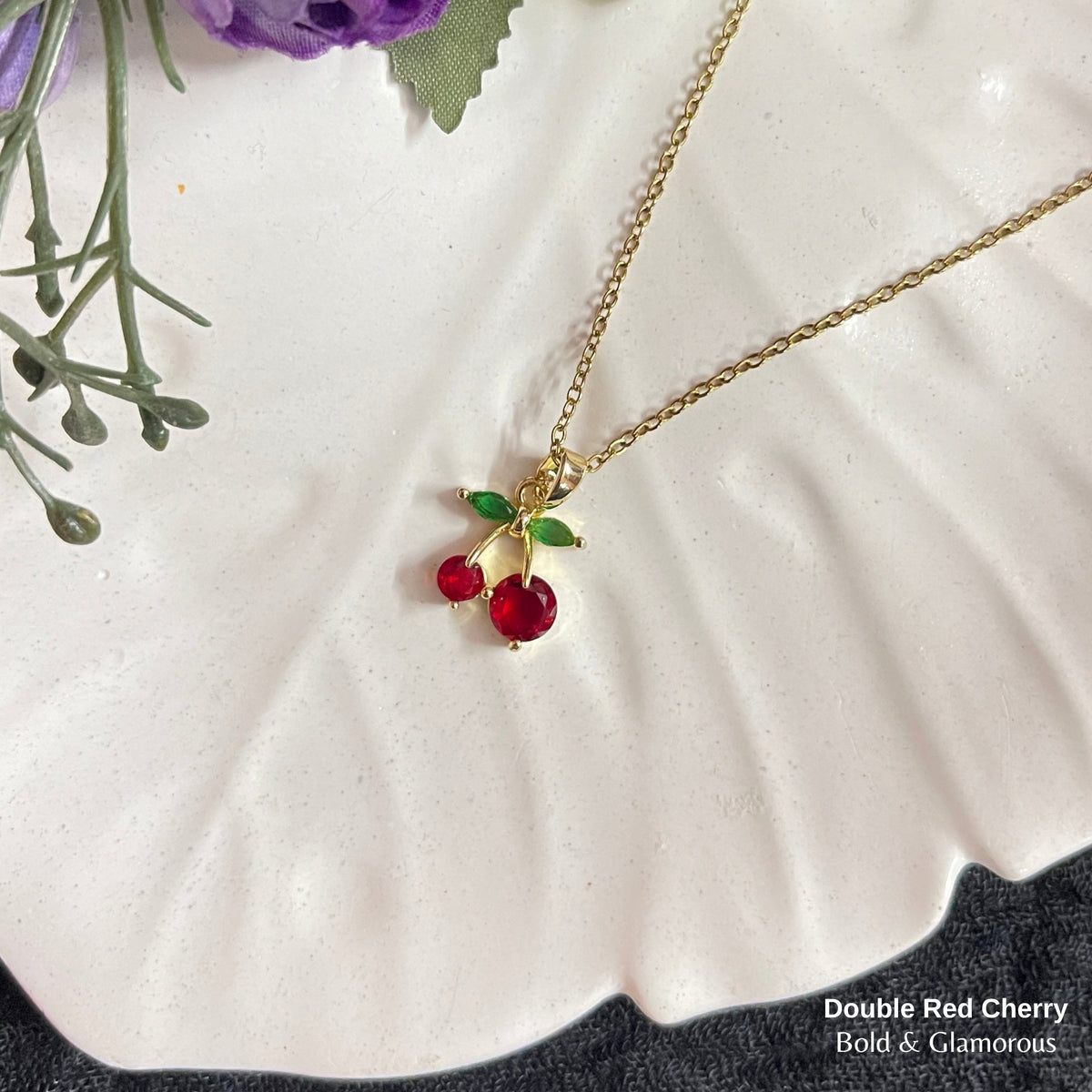 Necklace | SN318 | Double Red Cherry