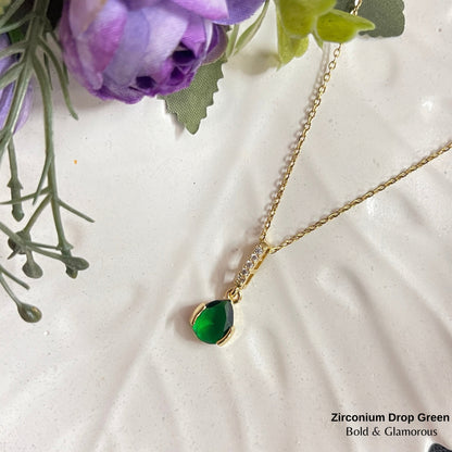 Necklace | SN333 | Zirconium Drop Green