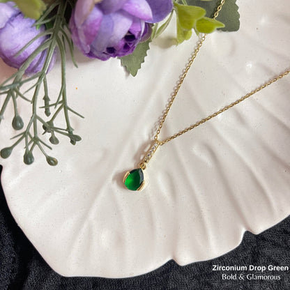 Necklace | SN333 | Zirconium Drop Green