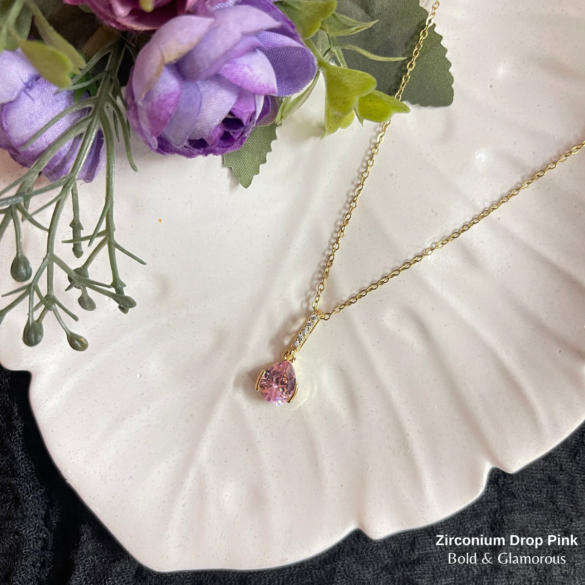Necklace | SN333 | Zirconium Drop Pink