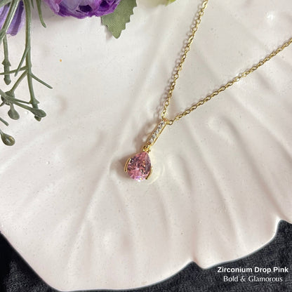 Necklace | SN333 | Zirconium Drop Pink