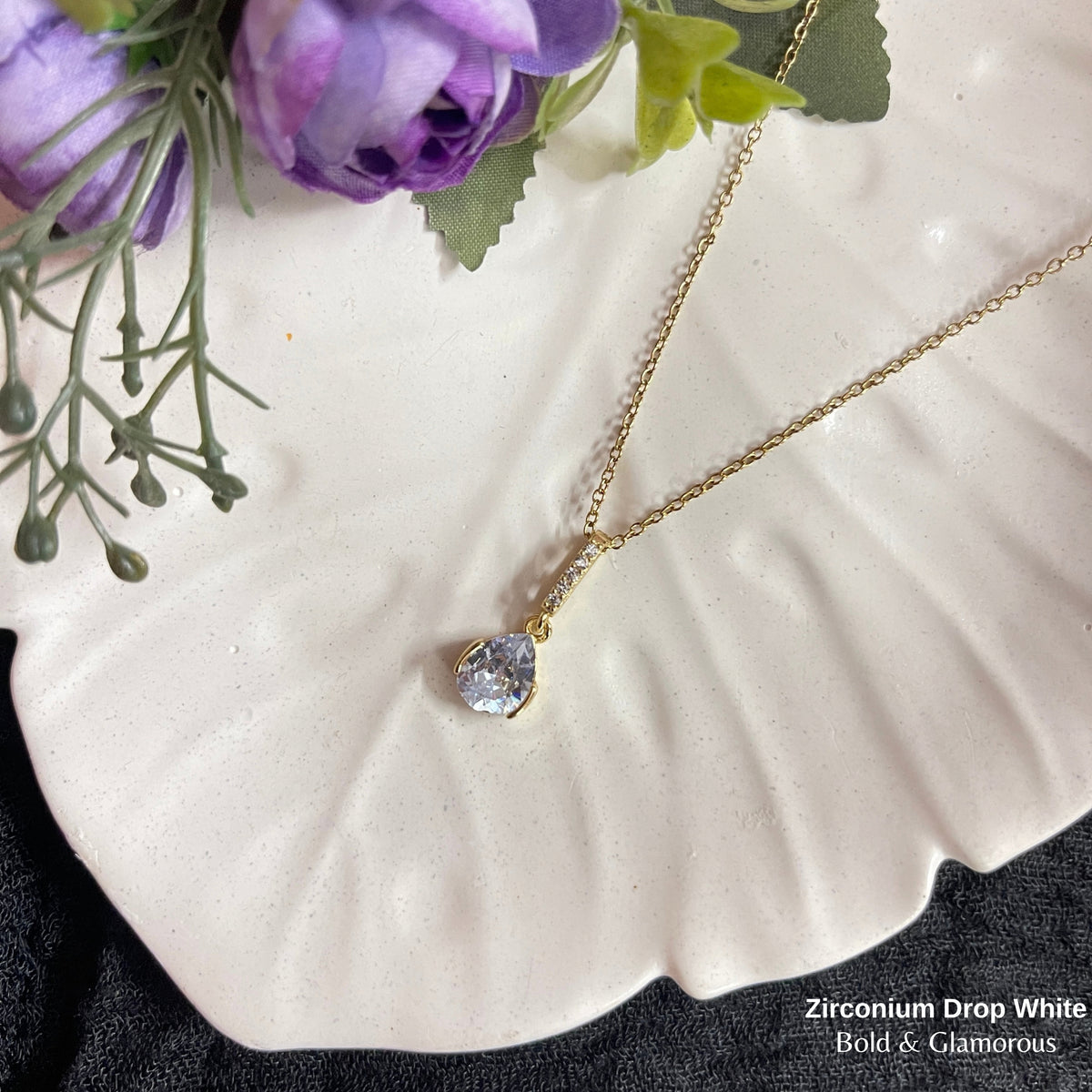 Necklace | SN333 | Zirconium Drop White