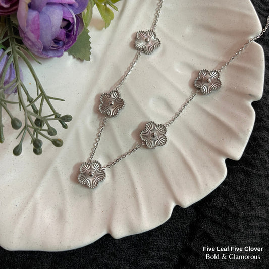 Necklace | SN338 | Five Leaf Five Clover Silver
