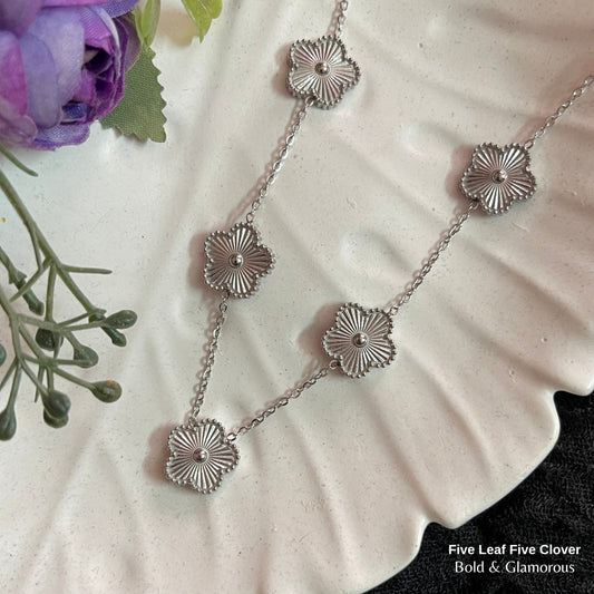Necklace | SN338 | Five Leaf Five Clover Silver