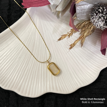 Necklace | SN340 | White Shell Rectangle