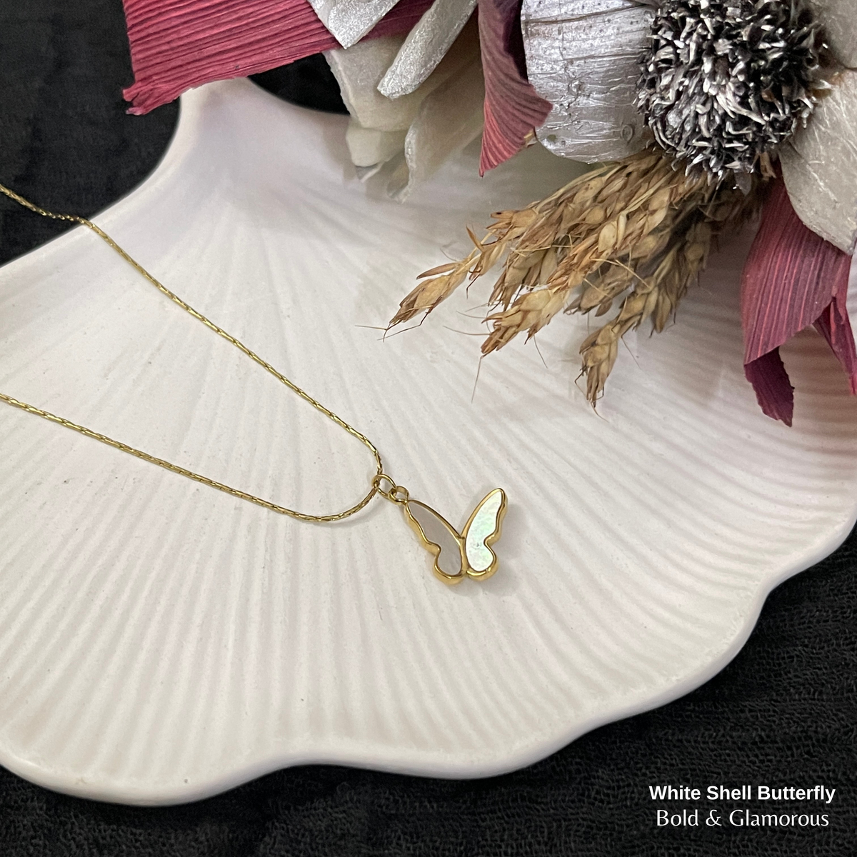 Necklace | SN342 | White Shell Butterfly