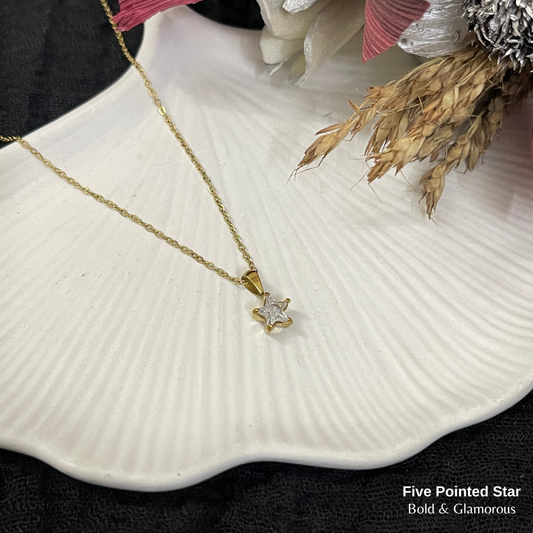 Necklace | SN343 | Five Pointed Star | Gold