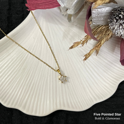 Necklace | SN343 | Five Pointed Star | Gold