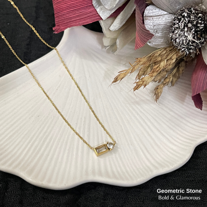 Necklace | SN347 | Geometric Stone | Gold