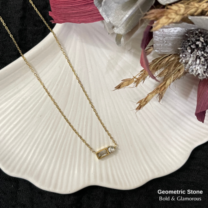 Necklace | SN347 | Geometric Stone | Gold