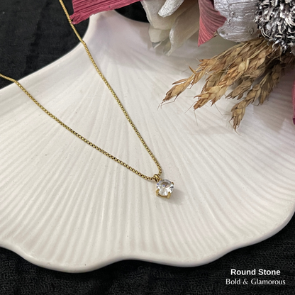 Necklace | SN348 | Round Stone | Gold