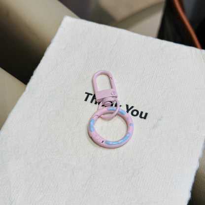 Candy Colored Hand Painted Donut Buckle Keychain | Light Pink