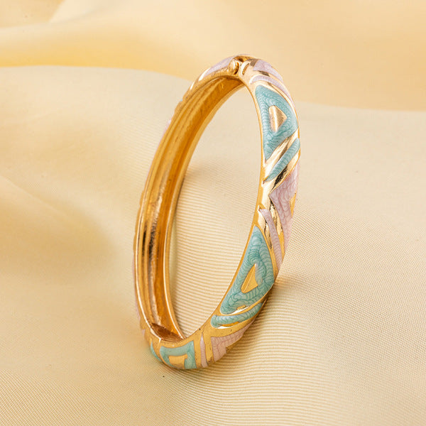 Enamel Bangle Bracelet | ENB02 | Sky Blue Pink