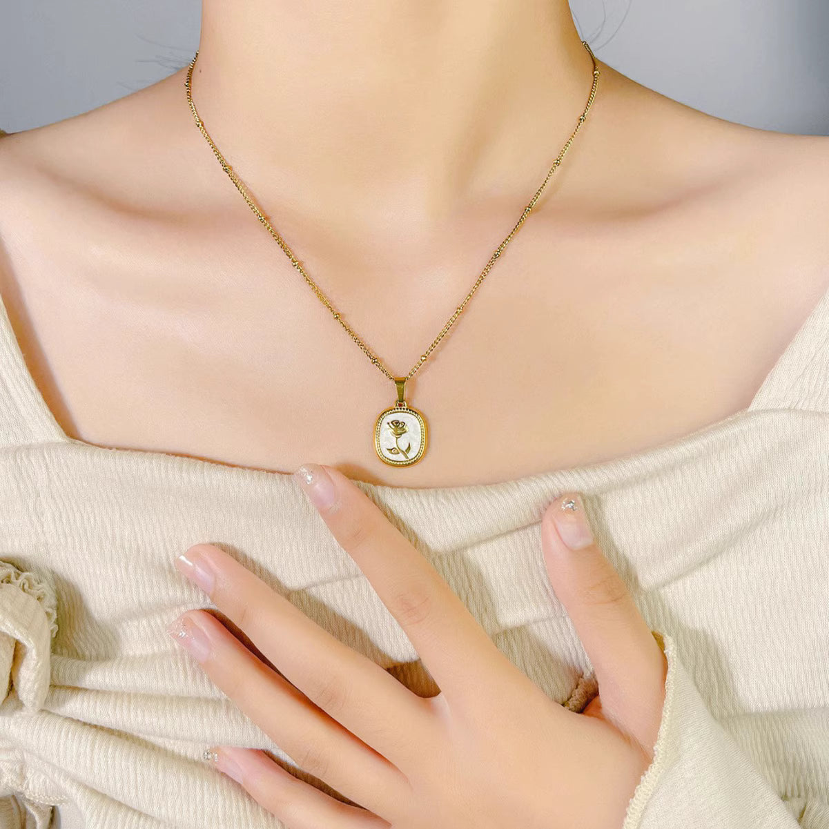 Necklace | SN278 | French Retro Rose