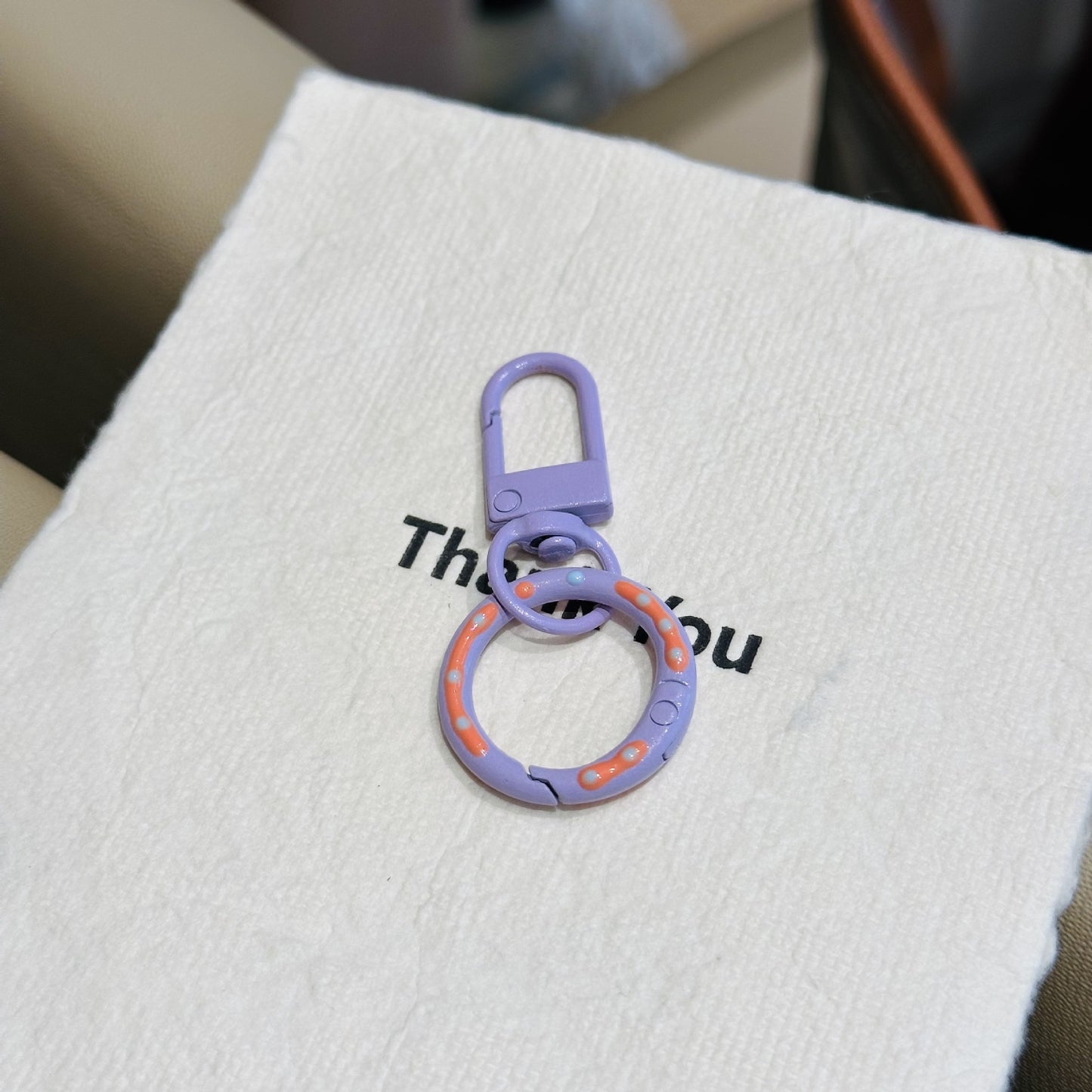 Candy Colored Hand Painted Donut Buckle Keychain | Purple