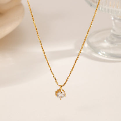Necklace | SN348 | Round Stone | Gold