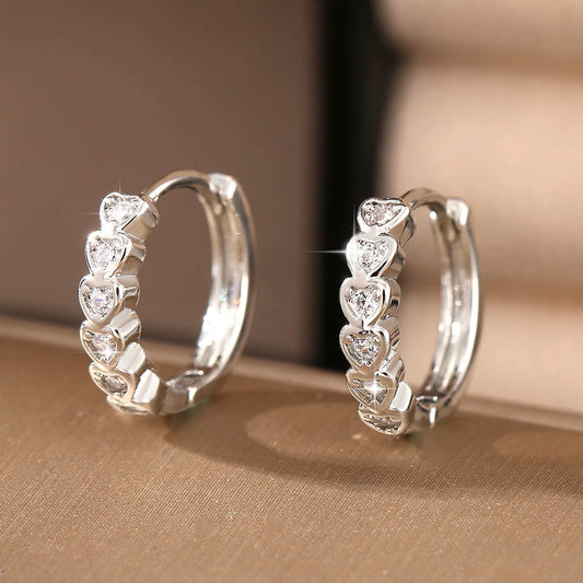 Zircon Hoop Earring | CZH01 | Silver White