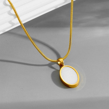 Necklace | SN219 | Oval Shell White