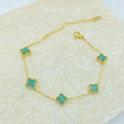 Chain Bracelet | SSCB046 | Clover - Green Gold