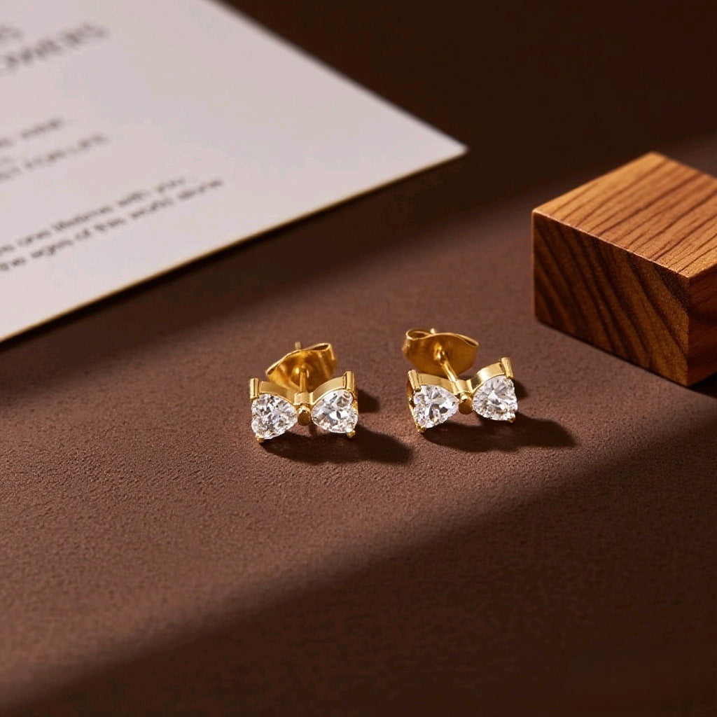 Stud Earring | STE070 | Zircon Bow