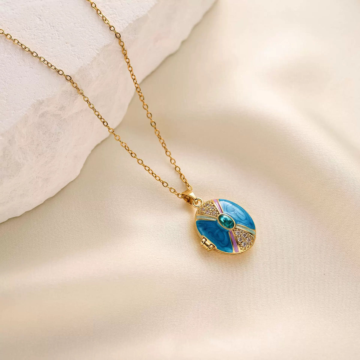 Necklace | SN314 | Oil Drop Photo | Blue