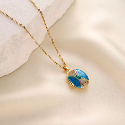 Necklace | SN314 | Oil Drop Photo | Blue