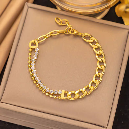 Chain Bracelet | SSCB079 | White Diamond Cuban Chain