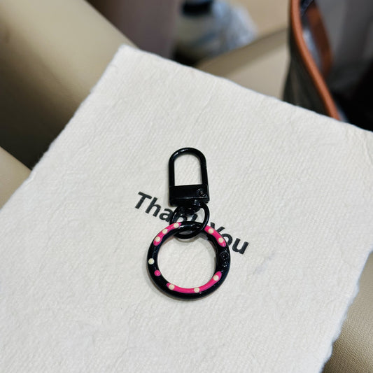 Candy Colored Hand Painted Donut Buckle Keychain | Black