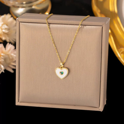 Necklace | SN309 | Green Diamond Heart