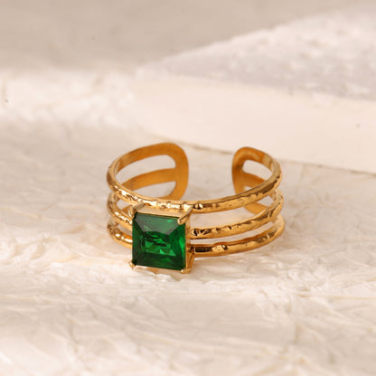 Statement Ring | SR130 | Gold Green