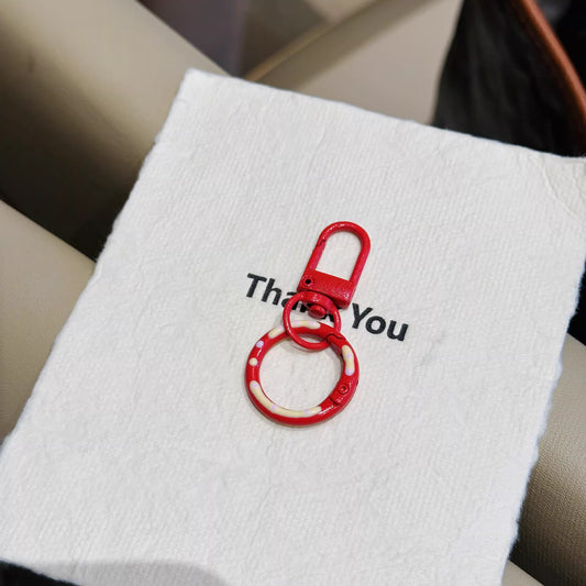 Candy Colored Hand Painted Donut Buckle Keychain | Red