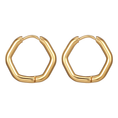 Shape Hoop Earring | Hexa | Gold