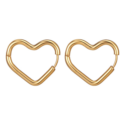 Shape Hoop Earring | Rounded Heart | Gold