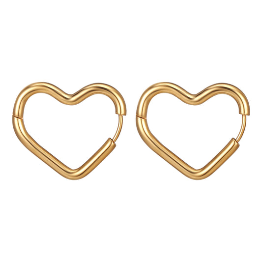 Shape Hoop Earring | Rounded Heart | Gold