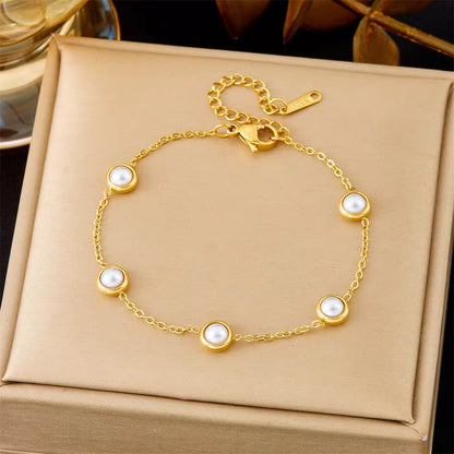 Chain Bracelet | SSCB083 | White Bead Chain