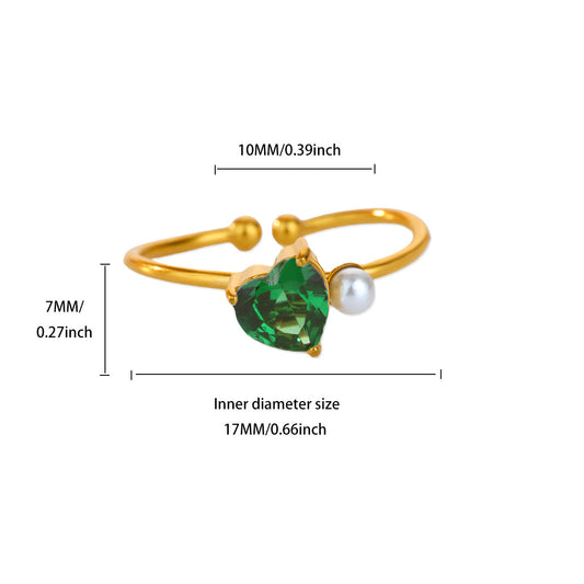 Stone Ring | SR264 | Heart Green